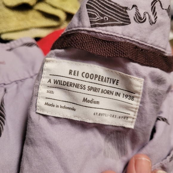 REI Co-op Norseland L/S Woven Shirt Light Purple Primitive Art Symbols - Picture 2 of 5